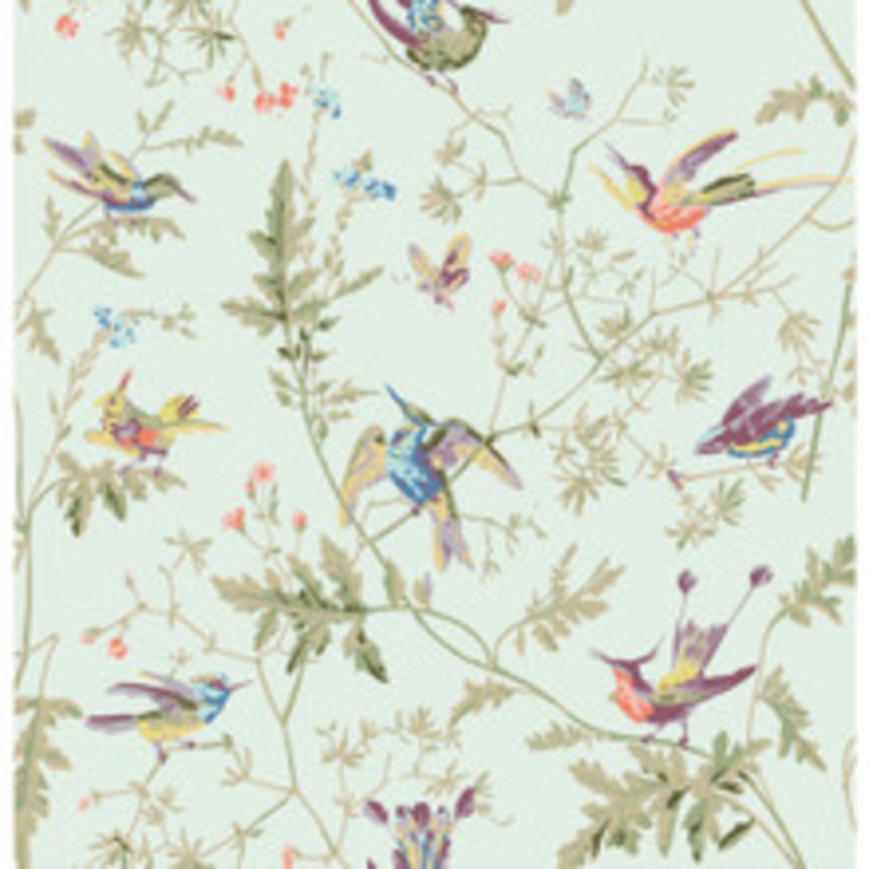 Cole & Son Fabric Hummingbirds Cotton Print Duck Egg