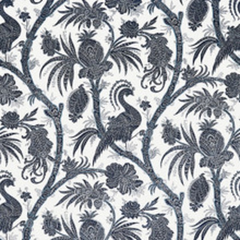 Scalamandre
 Fabric Balinese Peacock Linen Print/Indigo Sc 000516575