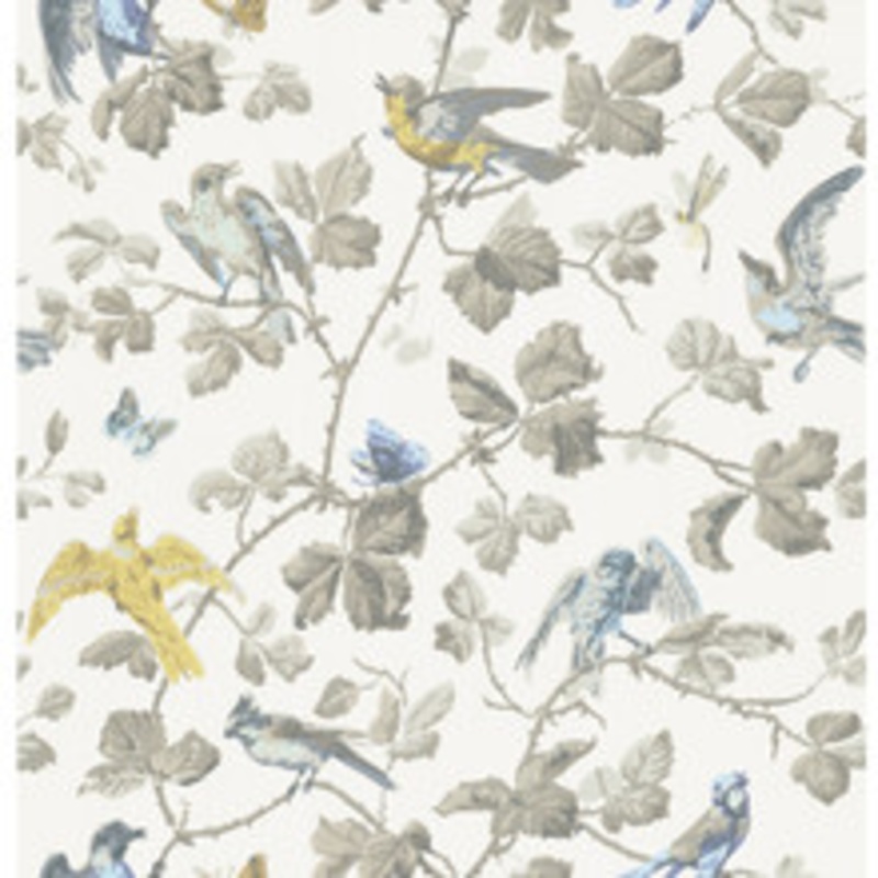Cole & Son Wallcovering Winter Birds Yellow & Grey