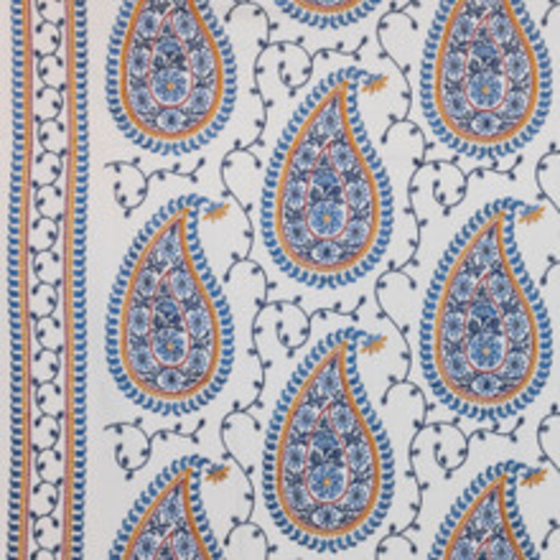 RM CoCo Fabric Kadiri Paisley Border Tidewater