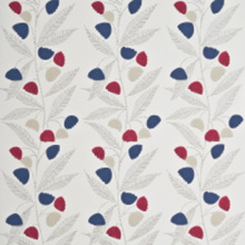 Baker Lifestyle Wallcovering Bell Flower Cherry/Indigo/Buttermilk