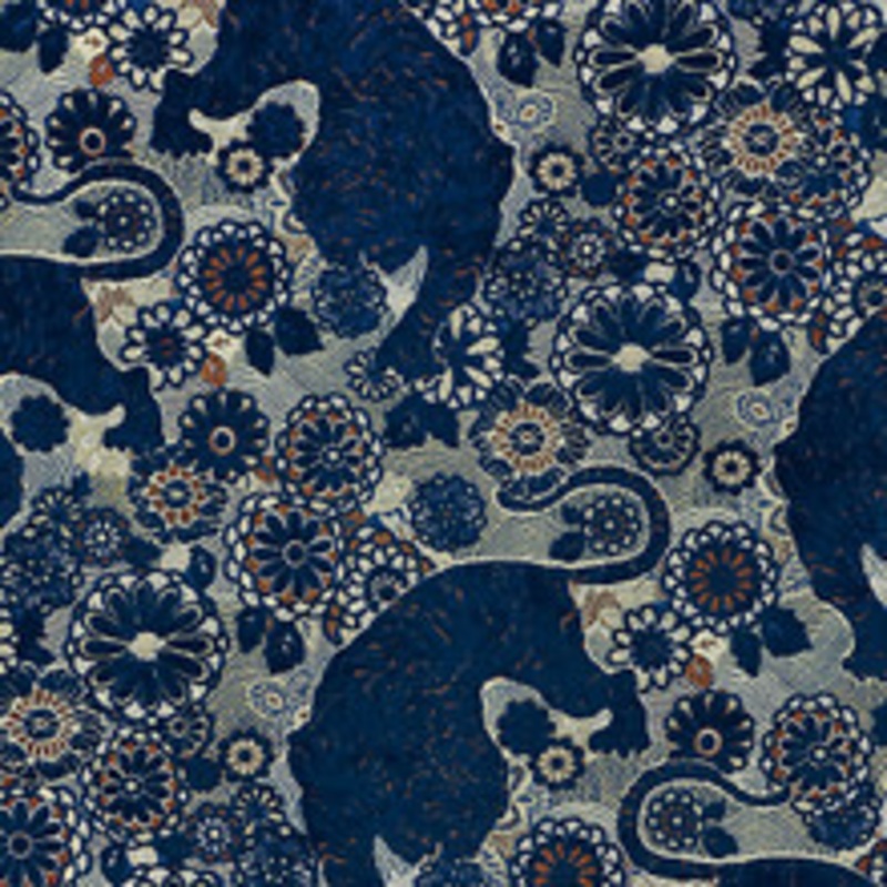 Old World Weavers Fabric Siberian Tiger/Sapphire Flame Ea 000218V1