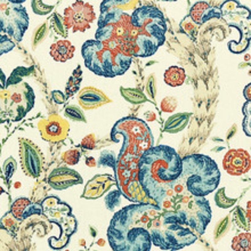 Scalamandre
 Fabric Cumbria Hand Block Print/Multi On Cream Sc 000416603