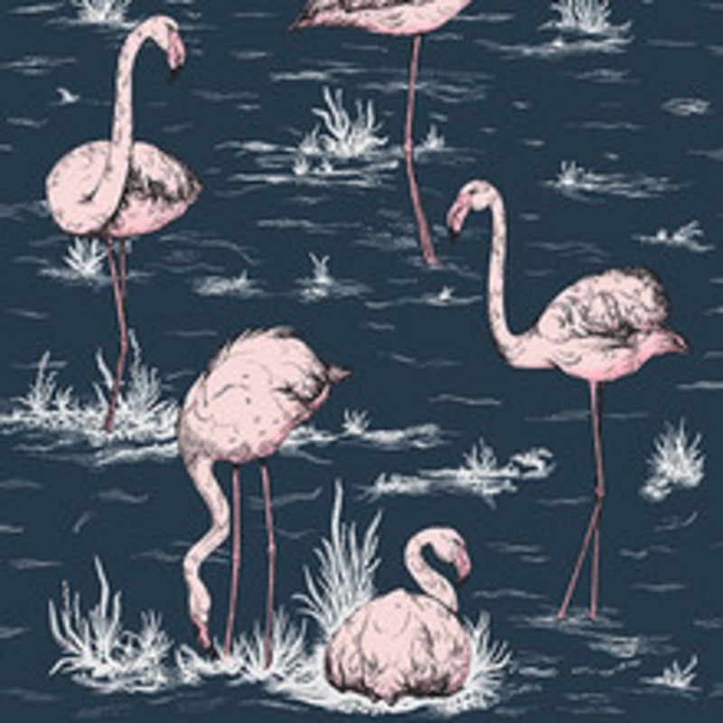 Cole & Son Wallcovering Flamingos Ink/Plaster Pink