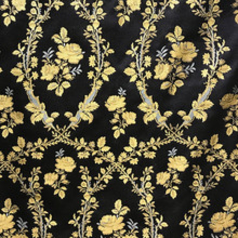 Old World Weavers Fabric Lampas Torcello/Gold On Black Sb 00017801