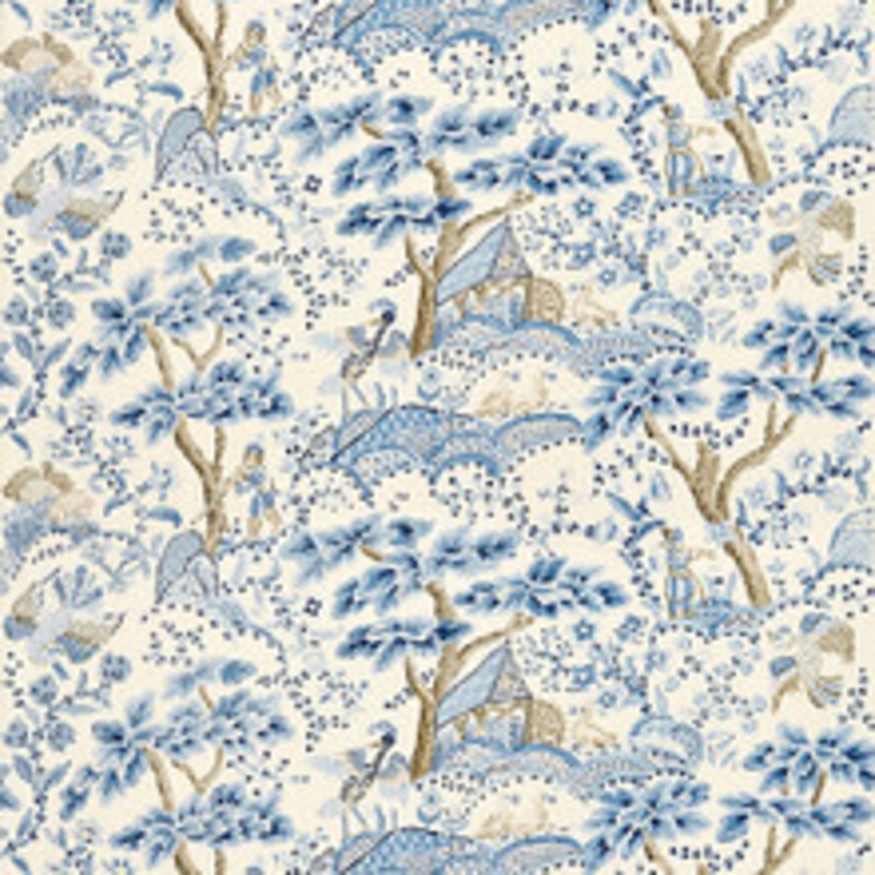 Scalamandre
 Fabric Kelmescott Hand Block Print/Porcelain Sc 000116590