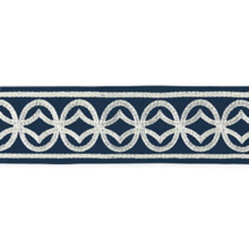 Scalamandre
 Trim Athena Embroidered Tape/Navy Sc 0003T3305