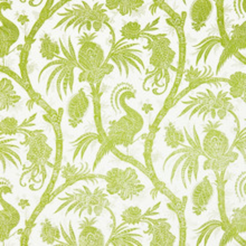 Scalamandre
 Fabric Balinese Peacock Linen Print/Pear Sc 000316575