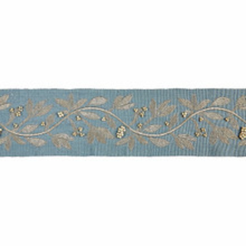 Scalamandre
 Trim Laurel Embroidered Tape/Bluestone Sc 0003T3292