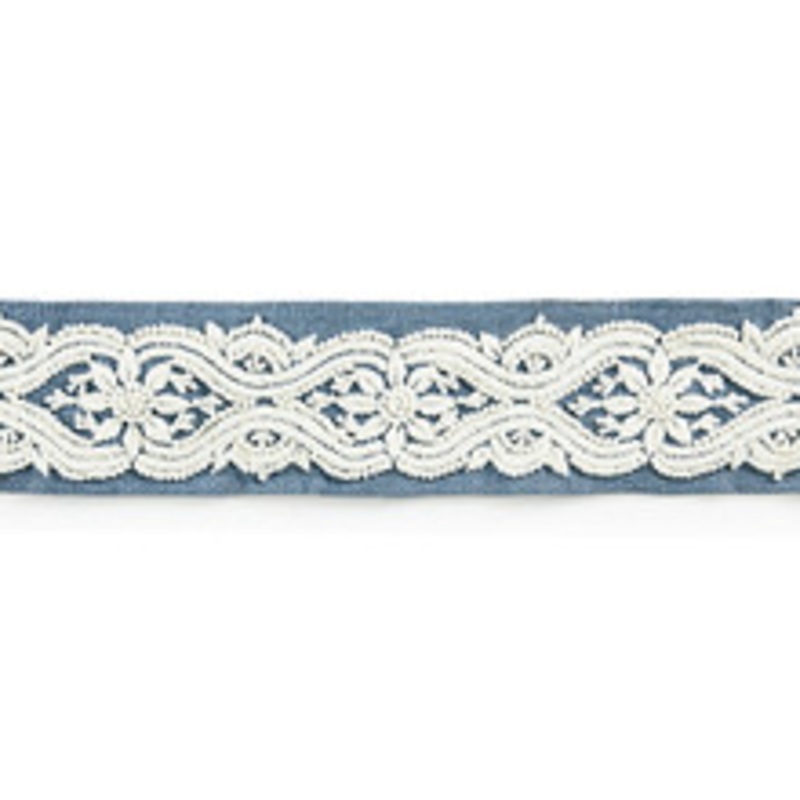 Scalamandre
 Trim Linnea Embroidered Tape/Copenhagen Blue Sc 0004T3298