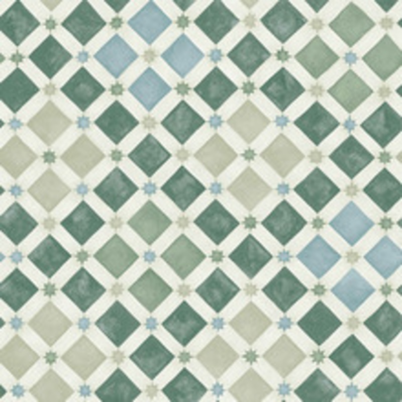 Cole & Son Wallcovering Zellige Olive & Print Room Blue