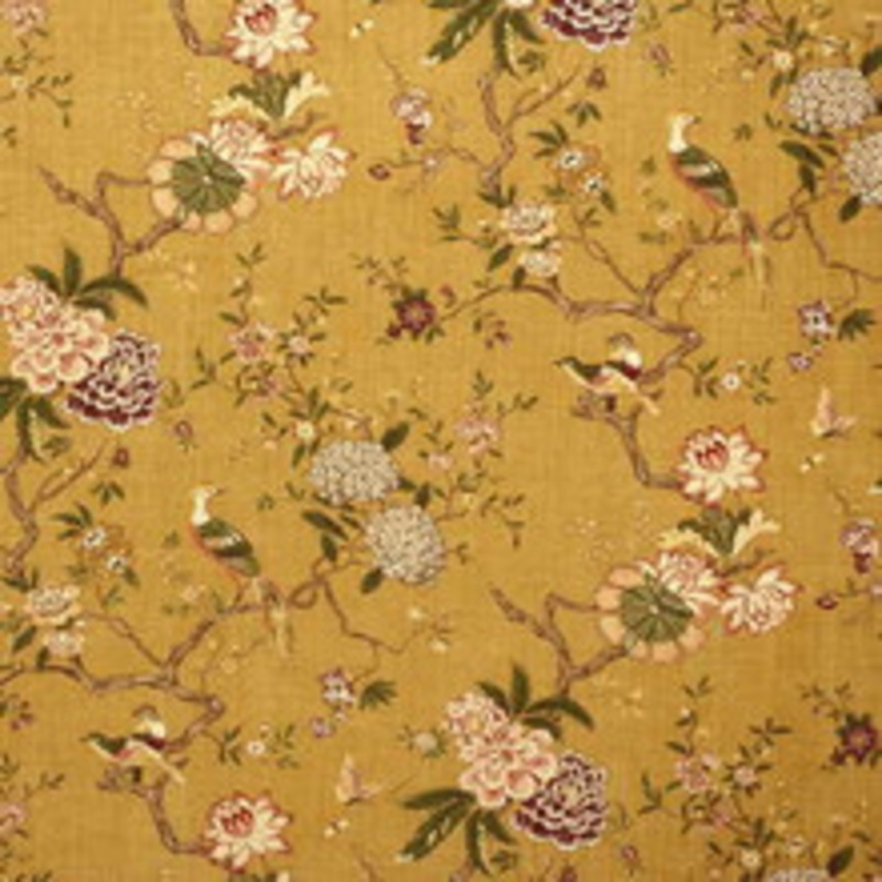 G P & J Baker Fabric Oriental Bird Gold