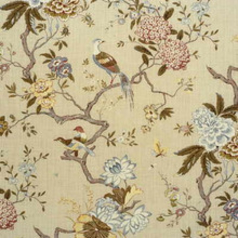 G P & J Baker Fabric Oriental Bird Olive/Stone