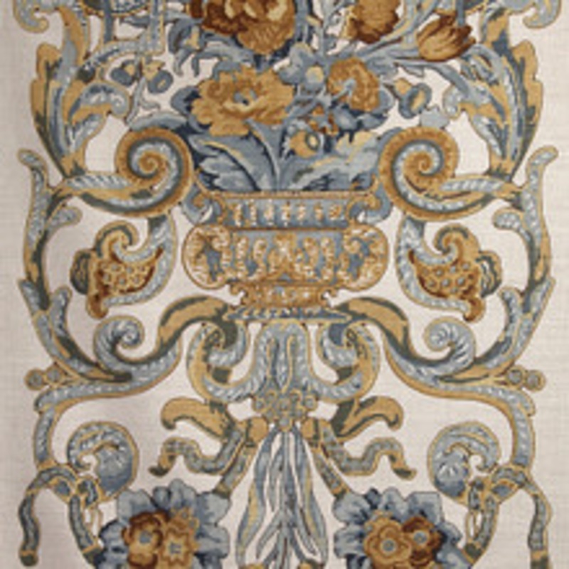 Scalamandre
 Fabric Baroque Floral Canvas/Multi Blue & Oakwood Sc 000216136M