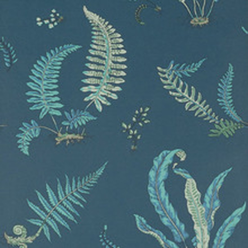 G P & J Baker Wallcovering Ferns Indigo/Teal