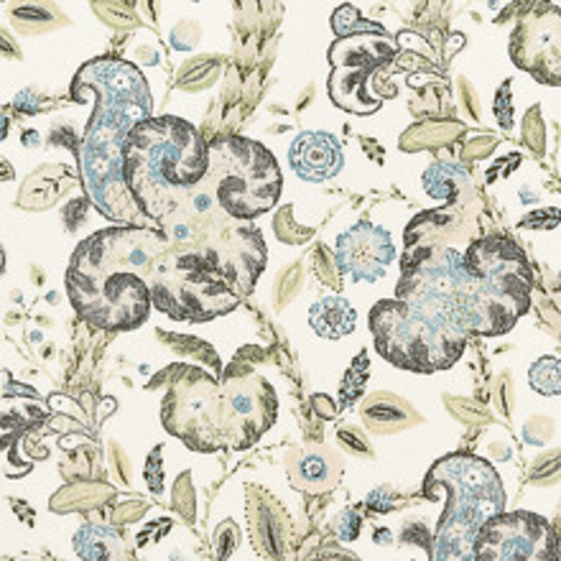 Scalamandre
 Fabric Cumbria Hand Block Print/Smoke On Ivory Sc 000216603