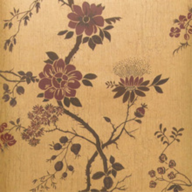 Cole & Son Wallcovering Camellia Crimson/Mtl Gold