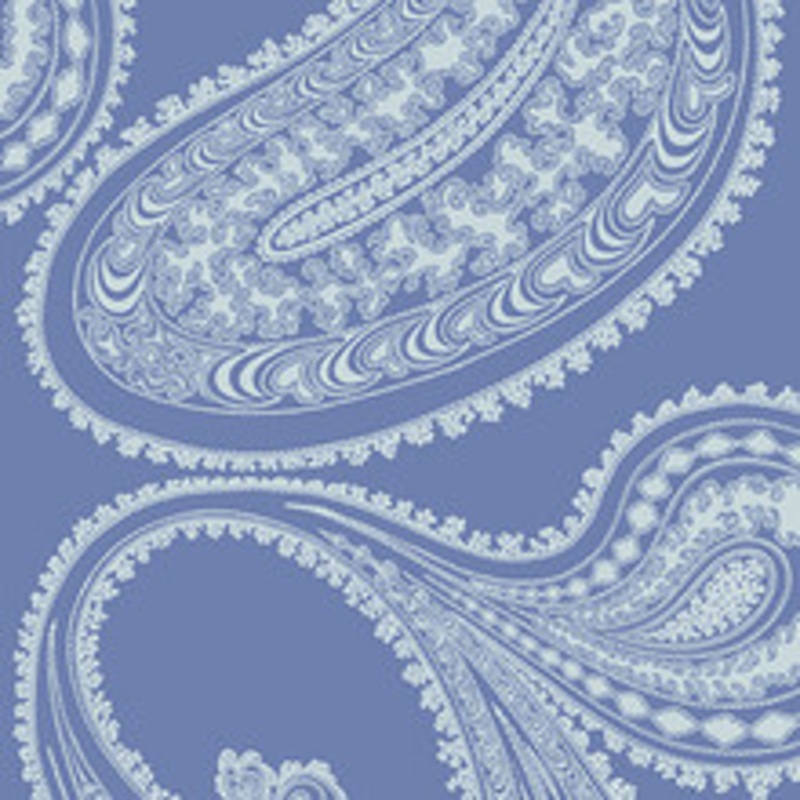 Cole & Son Wallcovering Rajapur Flock Blue/White