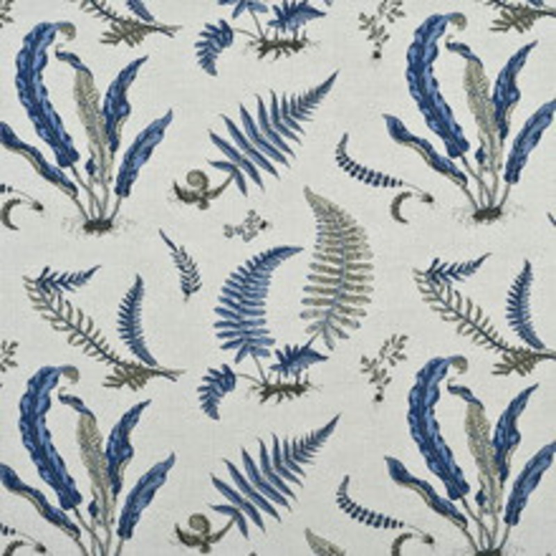 G P & J Baker Fabric Ferns Indigo/Linen