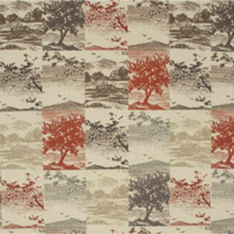 Mulberry Fabric Open Spaces Red/Charcoal