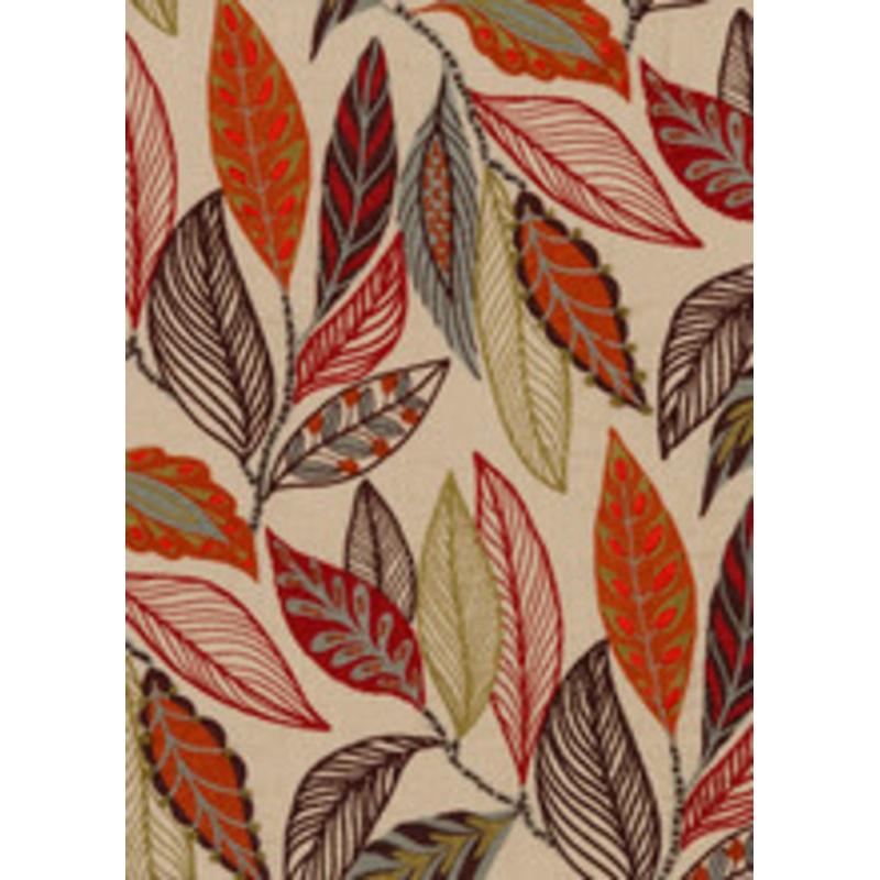 Mulberry Fabric Forest Leaves Red/Plum