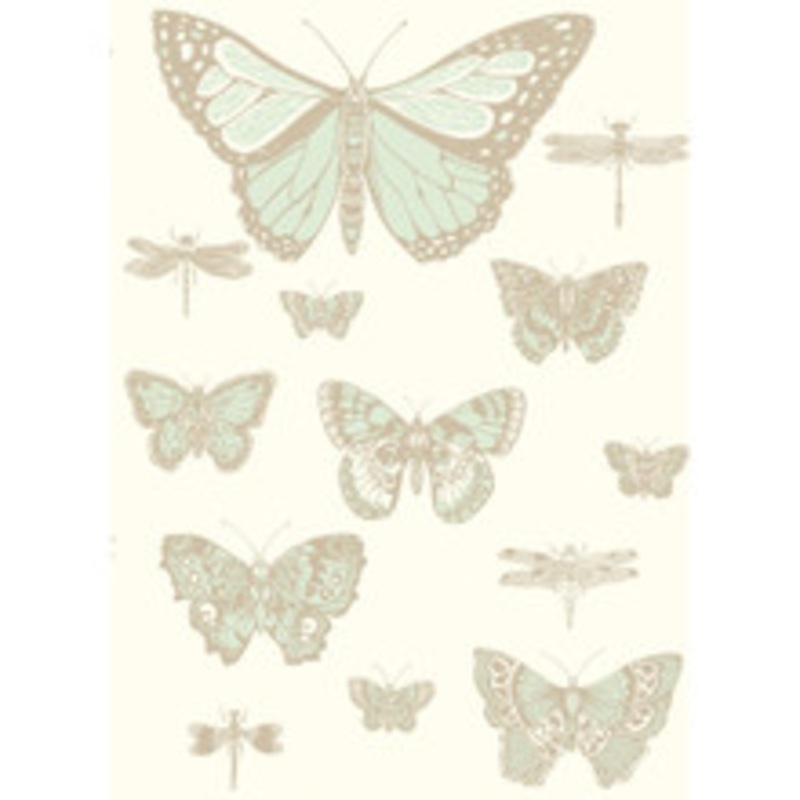Cole & Son Wallcovering Butterflies & Dragonflies Duck Egg Ivry