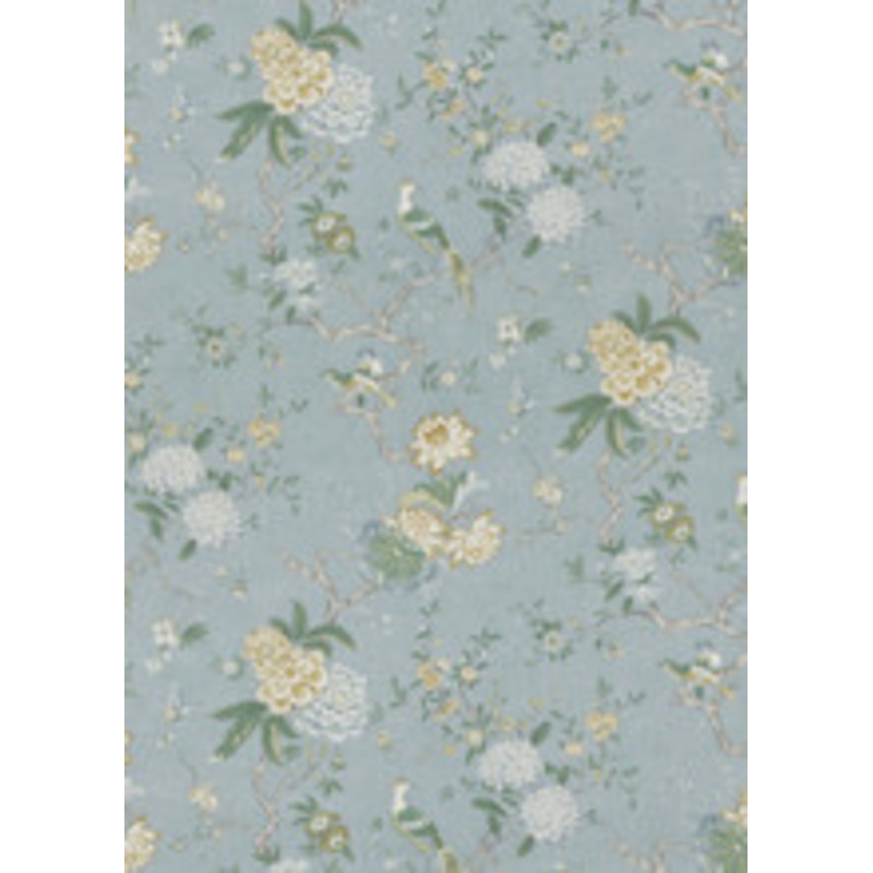 G P & J Baker Fabric Oriental Bird Signature Soft Blue