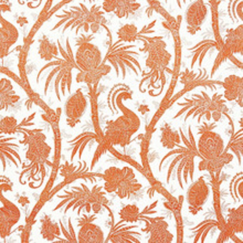 Scalamandre
 Fabric Balinese Peacock Linen Print/Mandarin Sc 000416575