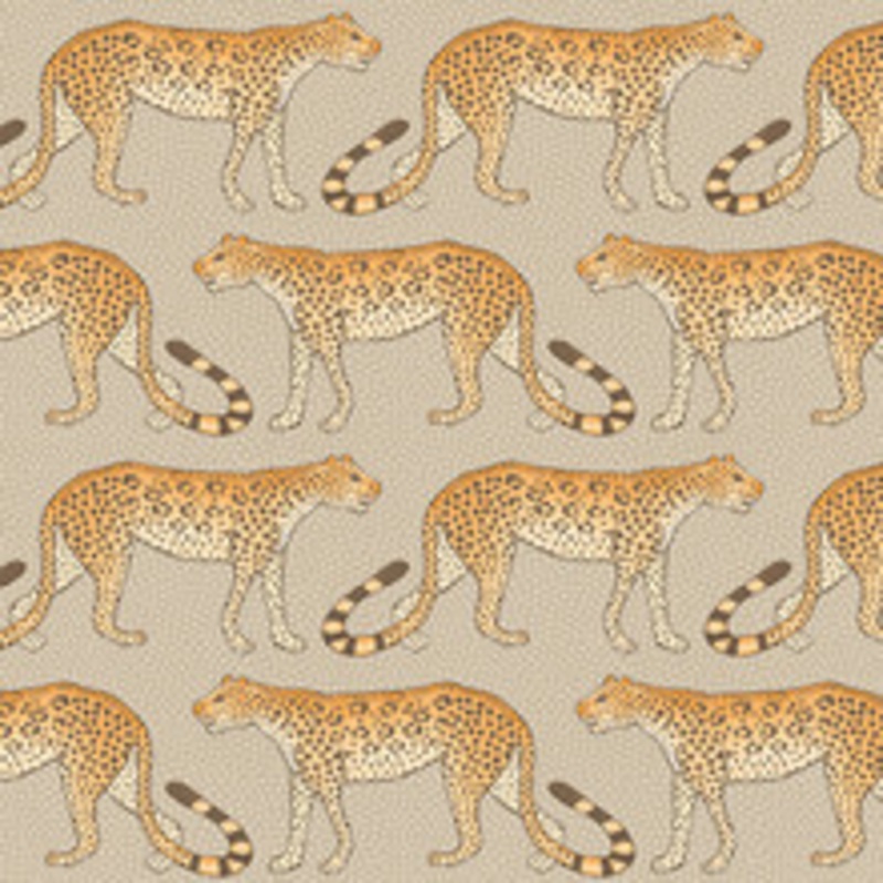 Cole & Son Wallcovering Leopard Walk Stone & Orange