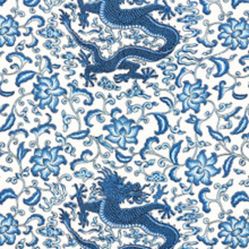 Scalamandre
 Fabric Chi’En Dragon Linen Print/Indigo Sc 000416558