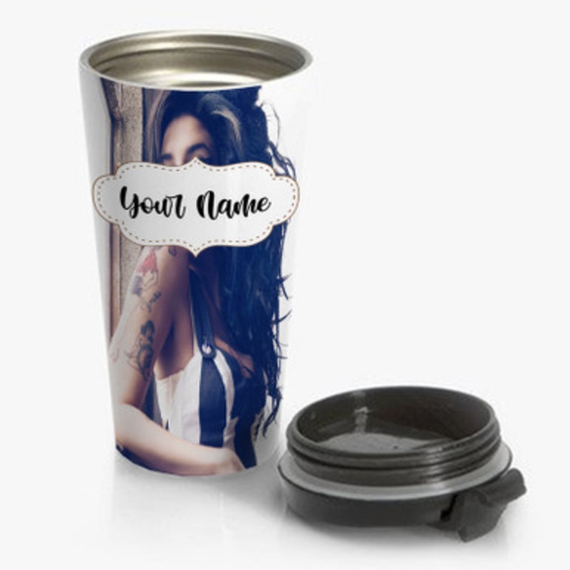 Pastele Amy Winehouse Custom Personalized Name Stainless Steel Travel Mug