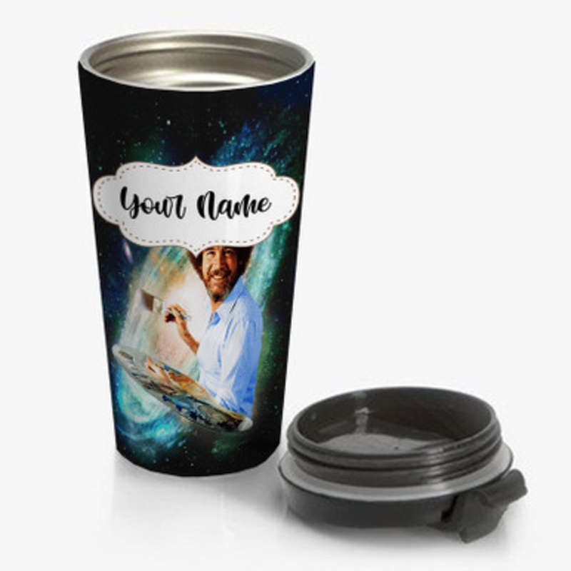 Pastele Bob Ross Custom Personalized Name Stainless Steel Travel Mug