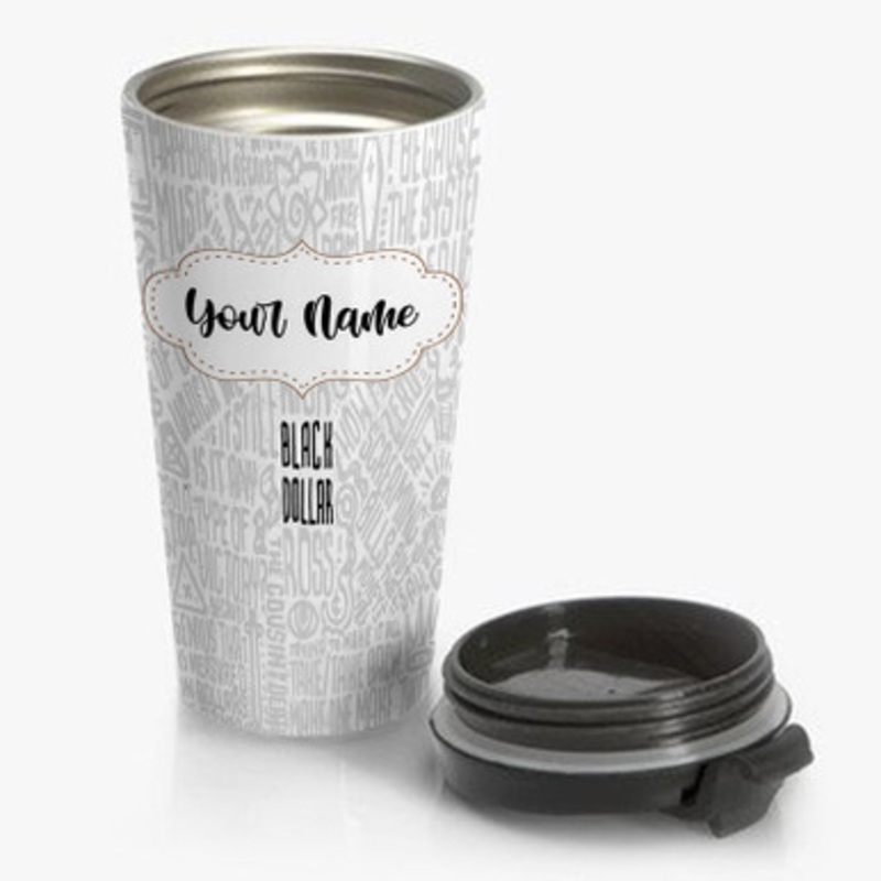 Pastele Rick Ross Black Dollar Custom Personalized Name Stainless Steel Travel Mug