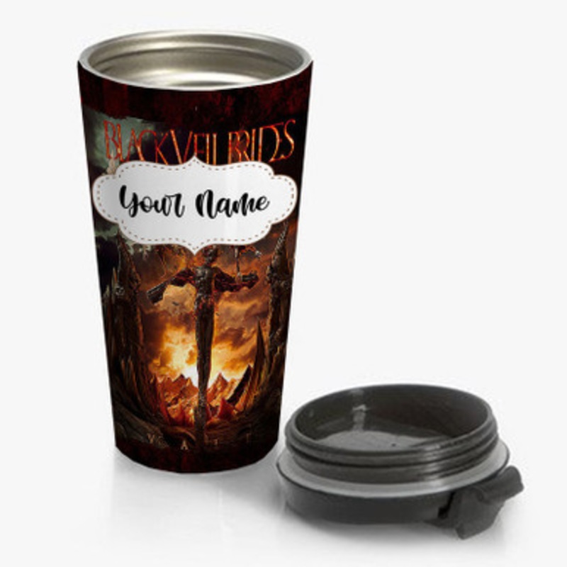 Pastele Vale Black Veil Brides Custom Personalized Name Stainless Steel Travel Mug