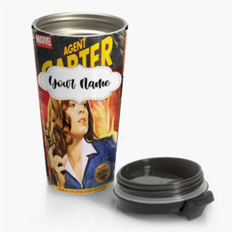 Pastele Agent Carter SHIELD Custom Personalized Name Stainless Steel Travel Mug