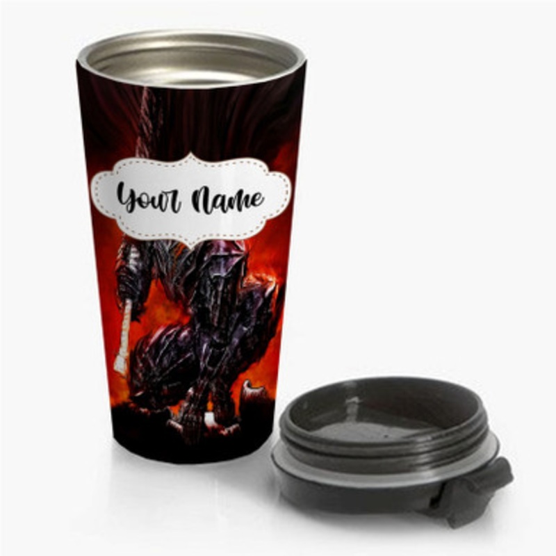 Pastele Berserk Red Fire Custom Personalized Name Stainless Steel Travel Mug
