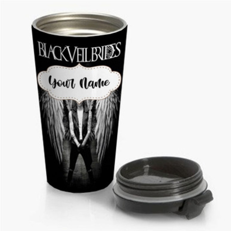 Pastele Black Veil Brides Andy Biersack Custom Personalized Name Stainless Steel Travel Mug