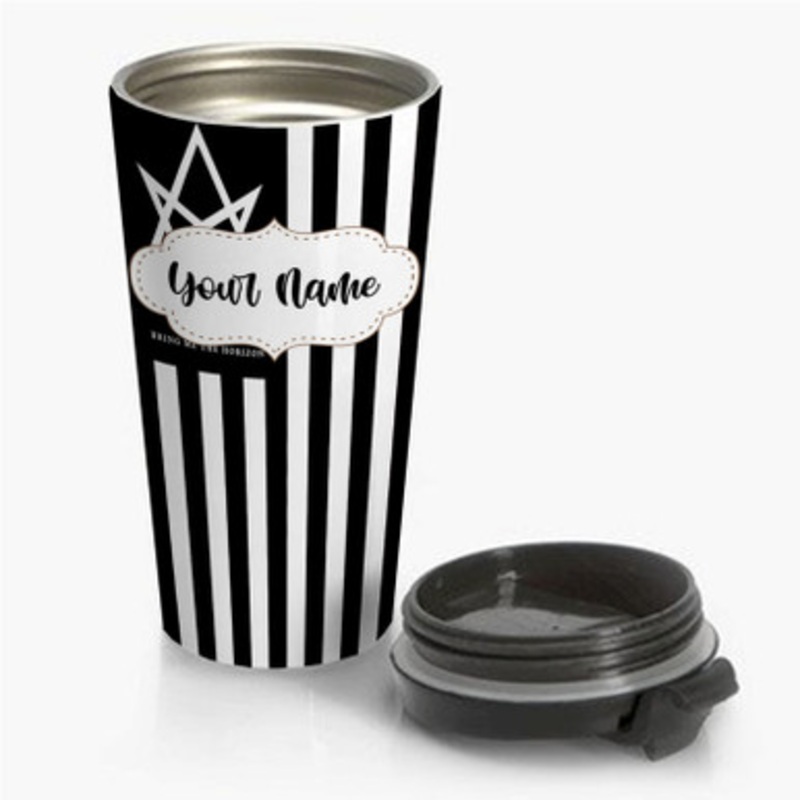 Pastele Bring Me The Horizon Flag Custom Personalized Name Stainless Steel Travel Mug