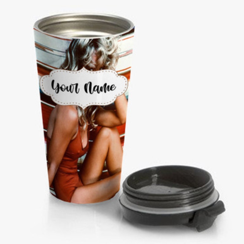 Pastele Farrah Fawcett Art Custom Personalized Name Stainless Steel Travel Mug