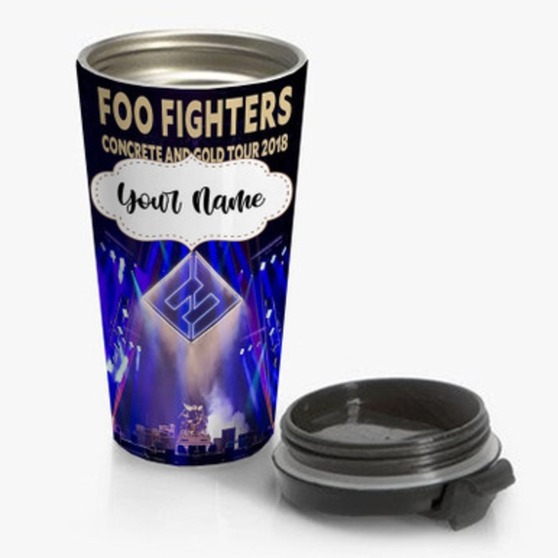 Pastele Foo Fighters Concrete and Gold 2018 Custom Personalized Name Stainless Steel Travel Mug