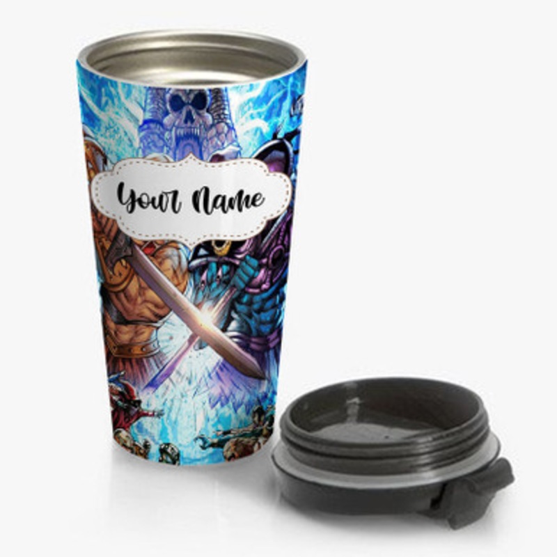 Pastele He Man and The Masters of The Universe Custom Personalized Name Stainless Steel Travel Mug