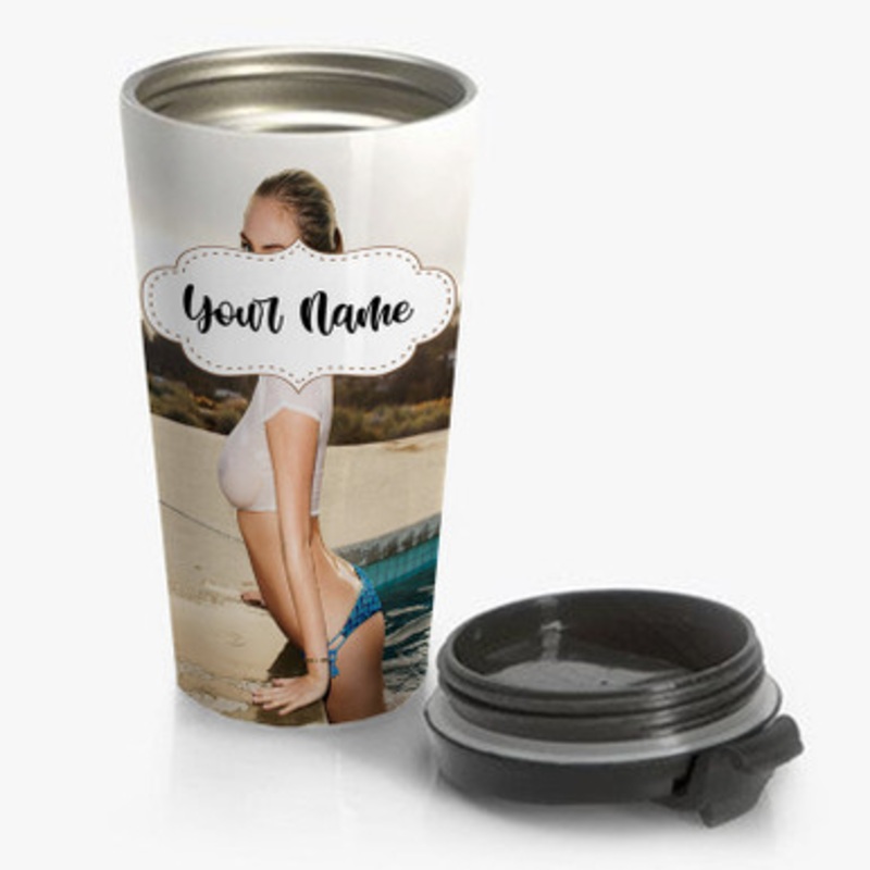 Pastele Kate Upton Custom Personalized Name Stainless Steel Travel Mug