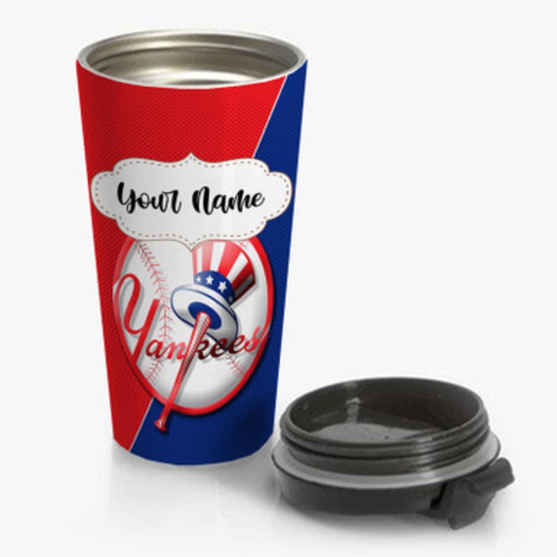 Pastele New York Yankees MLB Custom Personalized Name Stainless Steel Travel Mug