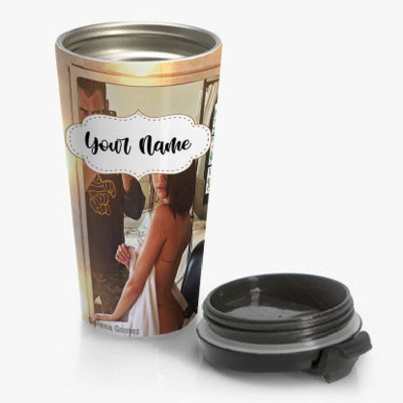 Pastele Selena Gomez Art Custom Personalized Name Stainless Steel Travel Mug