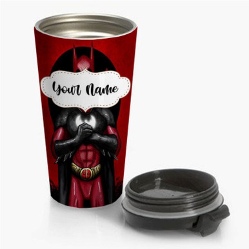 Pastele Batpool Batman Deadpool Custom Personalized Name Stainless Steel Travel Mug