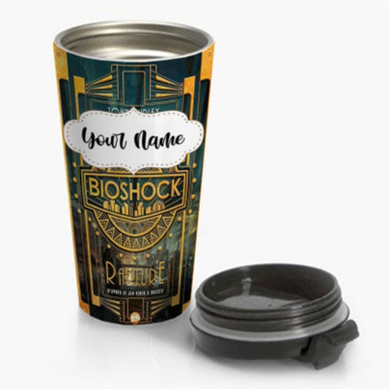 Pastele Bioshock Rapture Art Custom Personalized Name Stainless Steel Travel Mug