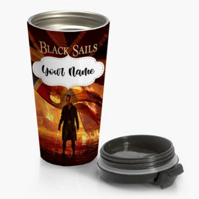 Pastele Black Sails Custom Personalized Name Stainless Steel Travel Mug