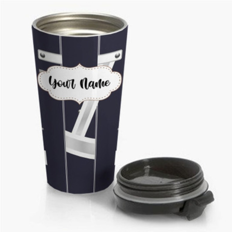 Pastele Bluecoats Drum and Bugle Corps Uniform Custom Personalized Name Stainless Steel Travel Mug