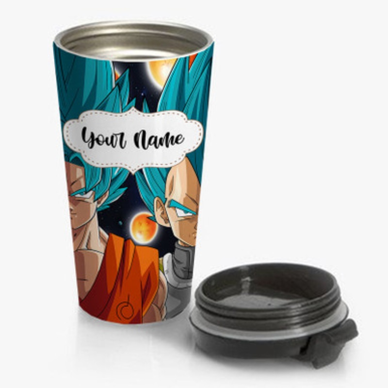 Pastele Goku Vegeta Super Saiyan Blue Dragon Ball Super Custom Personalized Name Stainless Steel Travel Mug