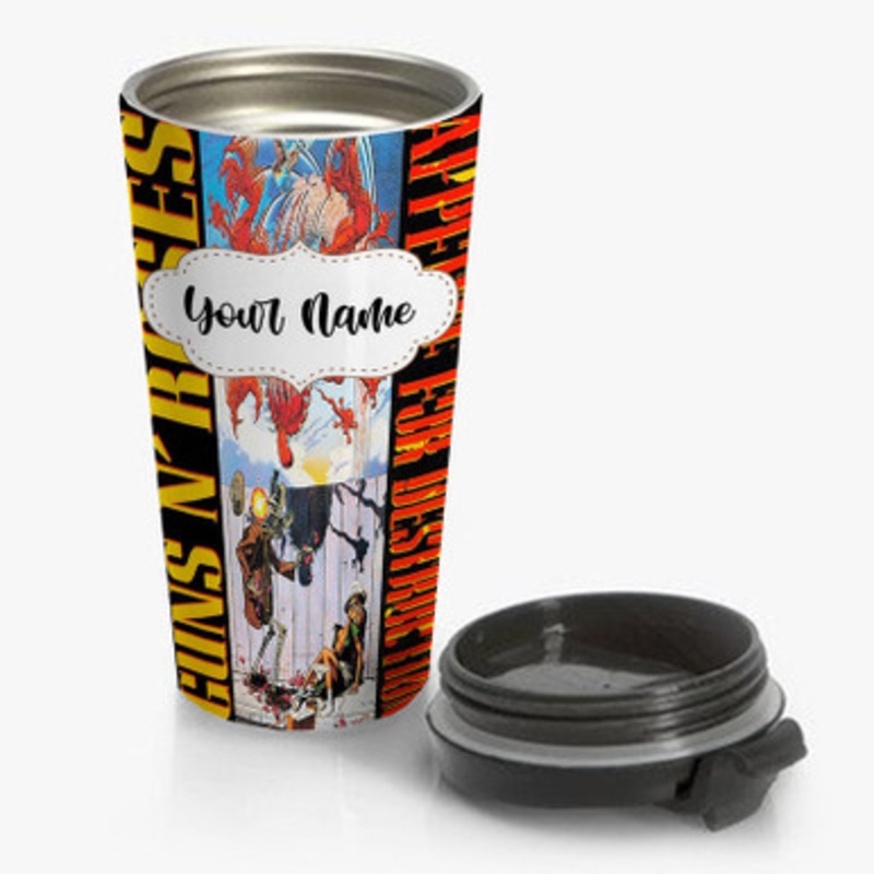 Pastele Guns N Roses Appetite for Destruction Custom Personalized Name Stainless Steel Travel Mug